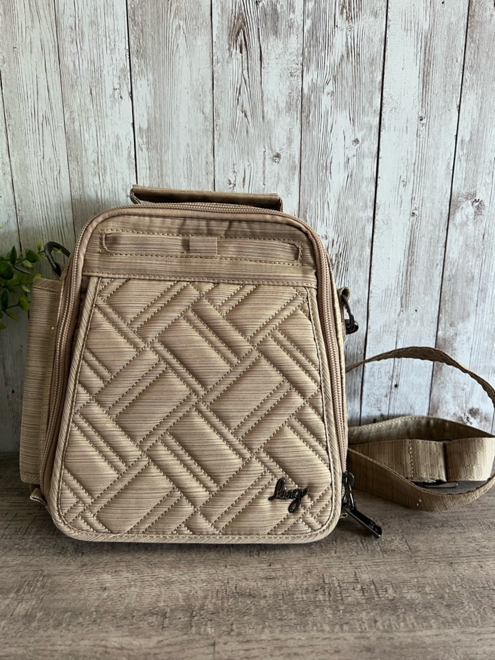 Lug Flapper SE Convertible Crossbody Bag Quilted Travel Tan
